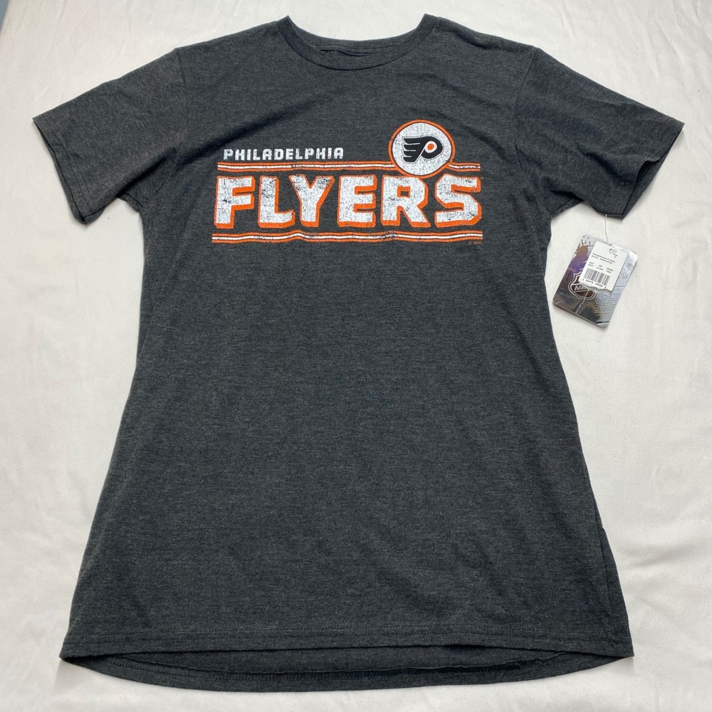 NHL Philadelphia Flyers Womens T-Shirt Charcoal Grey Graphic Tee Medium NEW